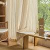 Japanese Wabi-Sabi Striped Linen Gauze Curtains: Light-Permeable, Privacy-Friendly for Living Room, Balcony, or Bay Window.