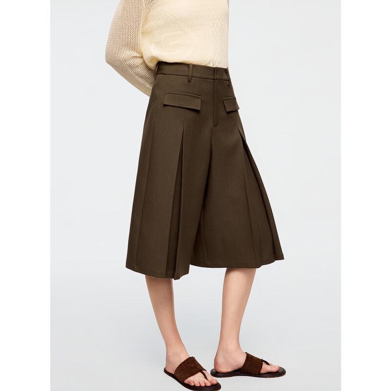 ELLE Women's Vintage High-Waist Cropped Wide-Leg Shorts