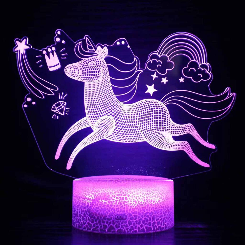 Acrylic Unicorn Night Light with Remote and Touch Control