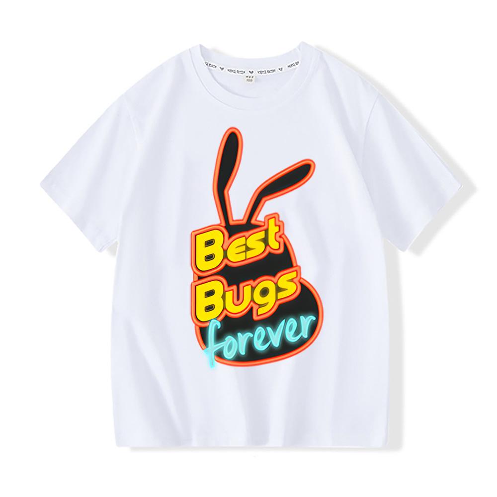 

Best Bugs Forever100%Cotton T-shirts Children Boys girls Short Sleeve Breathable Tops Kawaii Kids Summer High Quality Tshirts Tees 100 белый