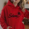 SELENA Letter Rose Hooded Sweatshirt - Loose Casual European & American Pullover