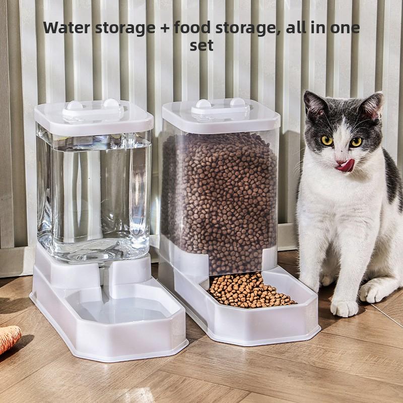 Large-capacity pet water dispenser for cats, non-electric automatic cat feeder, anti-spill