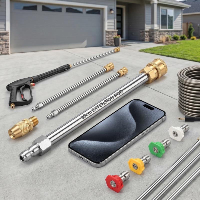 High Pressure Extension Wand Stainless Steel Durable Heavy Duty Attachment for Pressure Washer Car Deck Fence Cleaning