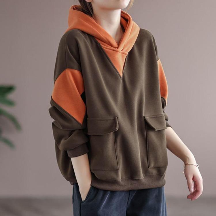 Oversized Hooded Sweatshirt for Women Cotton Casual Pullover Loose Blouse Tops