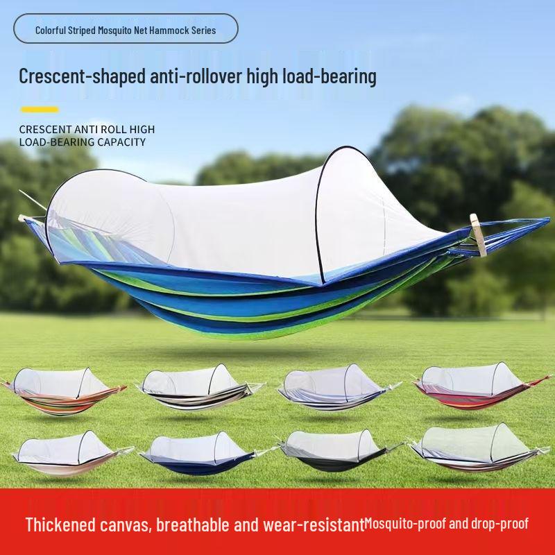 A1R Portable Double Hammock with Quick-Open Mosquito Net and Anti-Rollover Design for Outdoor Use