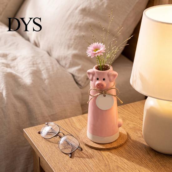 Hand Carved Animal Ornaments Resin Cute Vase, Farmhouse Decorative Flower Holder for Home Unique Housewarming Gift Office Decor, Pig/Cow/Sheep/Chicken