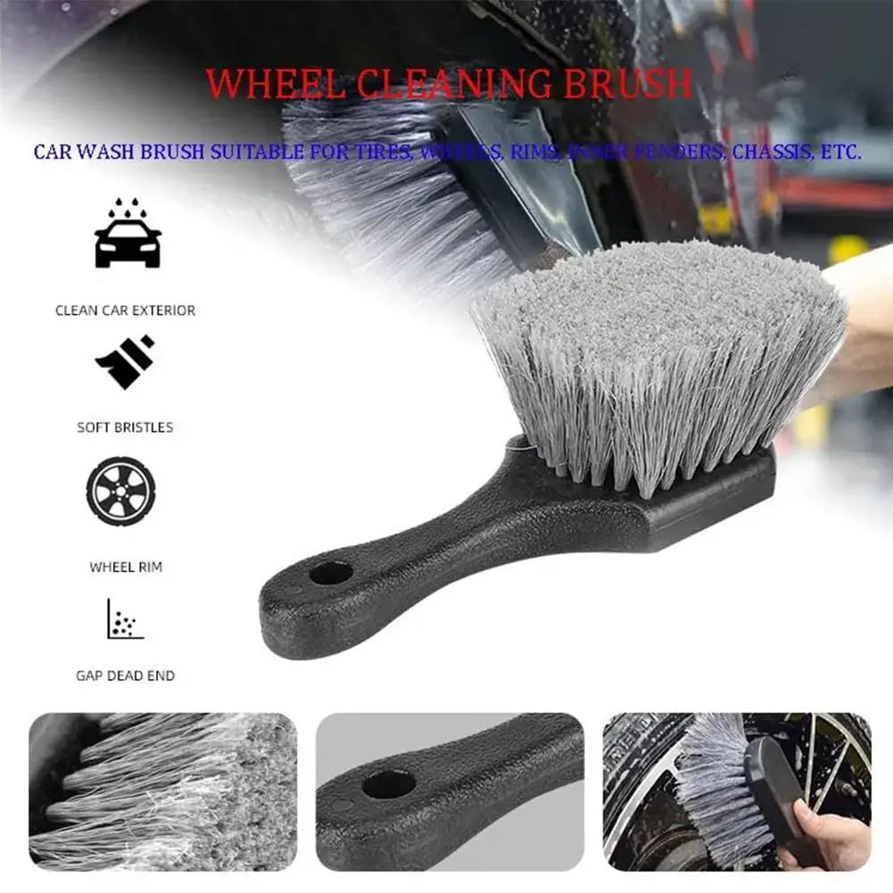 Audiophan Wheel & Tire Brush for Car Rims, Soft Bristle Car Wash Brush, Clean