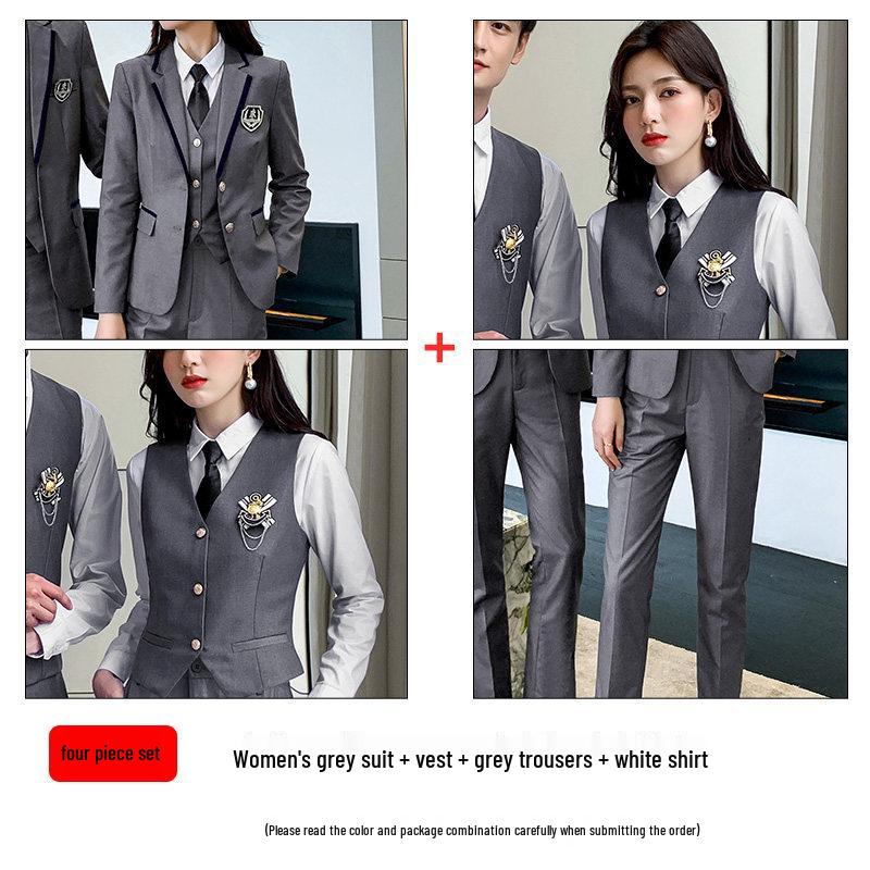 Unisex British College-Style Suit Jacket & Pleated Skirt Set: Stylish, Professional JK Uniform.