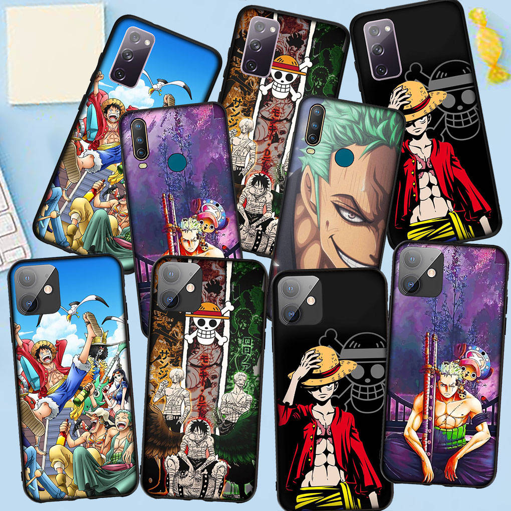 Phone Case for Samsung Galaxy S24 S23 iPhone 15 14 Xiaomi Redmi Note 13 12 11 8 10 9 Pro Max X XR OPPO A15 Huawei Roronoa Zoro Cartoon Luffy One Piece