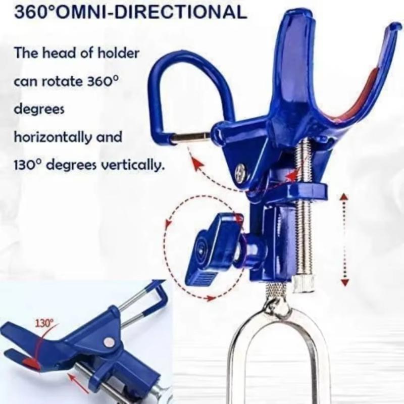 1Pcs Heavy Duty Portable Foldable Stand 360° Adjustable Fishing Rod Holder With Ground Spike For Bank