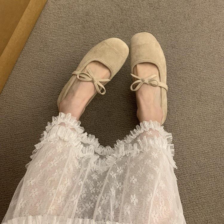 Retro Wildleder Innenhöhenerhöhung Mary Jane Einzelne Schuhe Damenschuhe 2025 Frühling und Sommer neue Ballerina Sanfte Abendschuhe