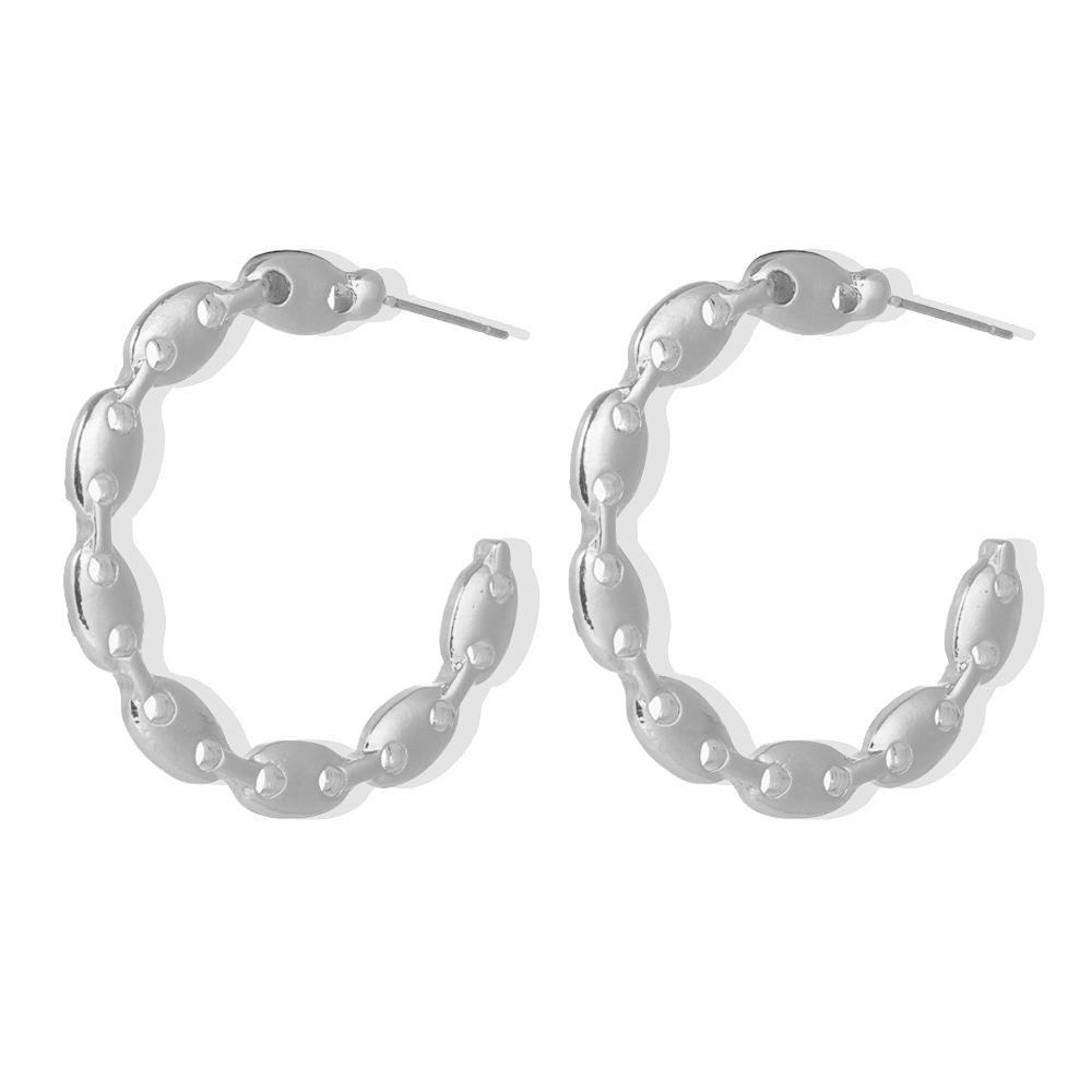 2024 Simple and Creative Retro Exaggerated Hollow Chain C-shaped Earrings Female Personality Geometric Girl Earrings