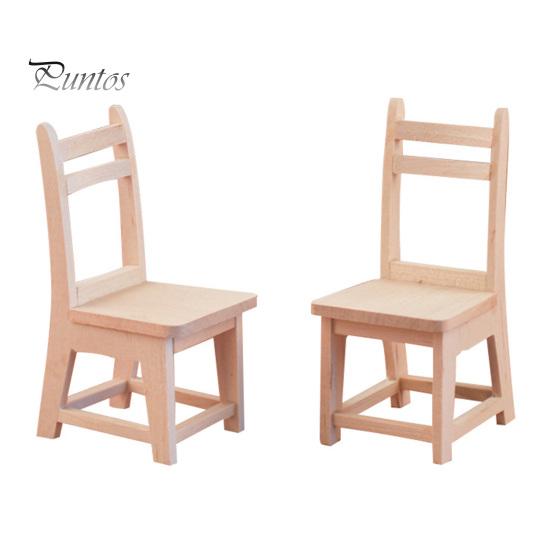 Dřevěná nebarvená miniaturní ozdoba na nábytek na židličku pro 1/12 domečku pro panenky