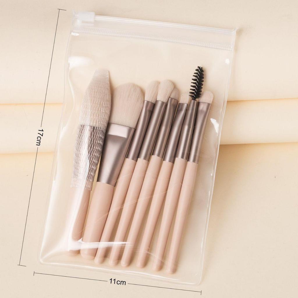 Macaron 8-Piece Travel Makeup Brush Set: Includes Blush & Eyeshadow Brushes – Perfect for Beginners