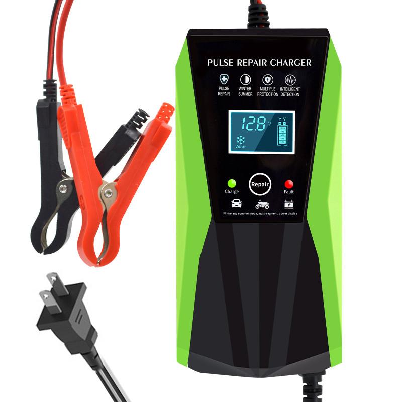 12V 10A Car Battery Charger Auto Smart Battery Charger with LCD Touch Screen Display Pulse Repair Chargers Wet Dry Lead Acid