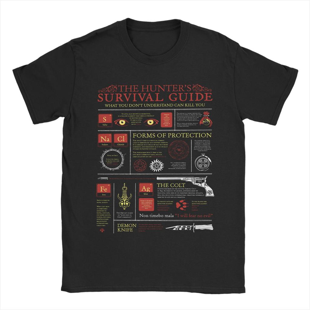 The Hunters Survival Guide T Shirts Pure Cotton Funny T-Shirts Round Collar Supernatural Tees Short Sleeve Tops New Arrival