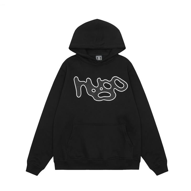 Sun Patch Embroidery Fleece Tracksuit Hoodie Sweatpants Set Men Women Loose Streetwear Casual