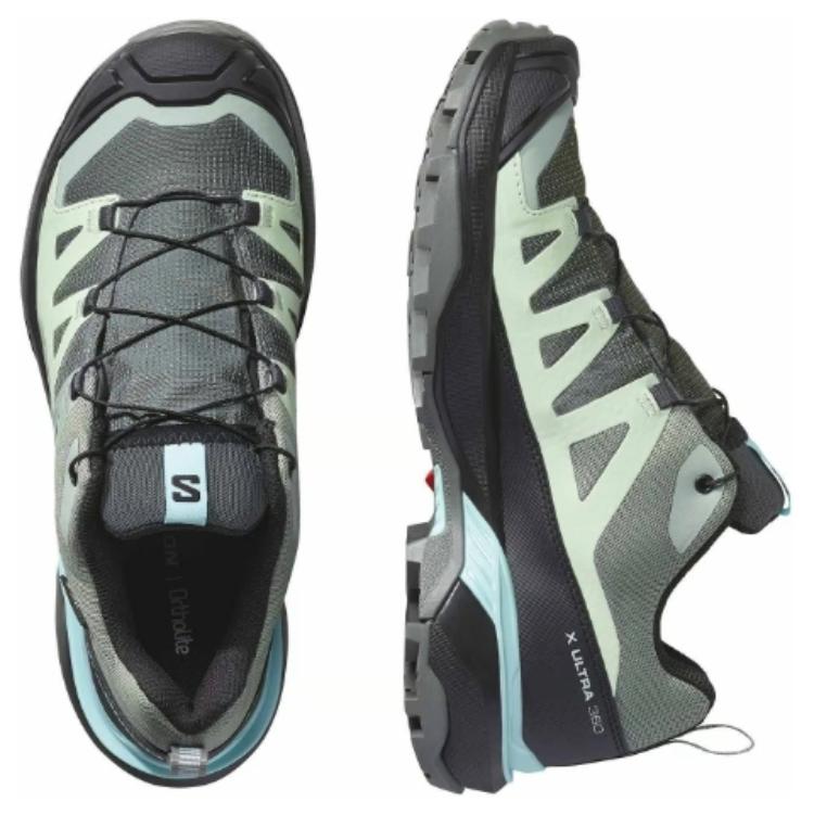 SALOMON X ULTRA 360 Slip Resistant Abrasion Resistant Low top Mountaineering Shoes Women's Green Gray L47742500