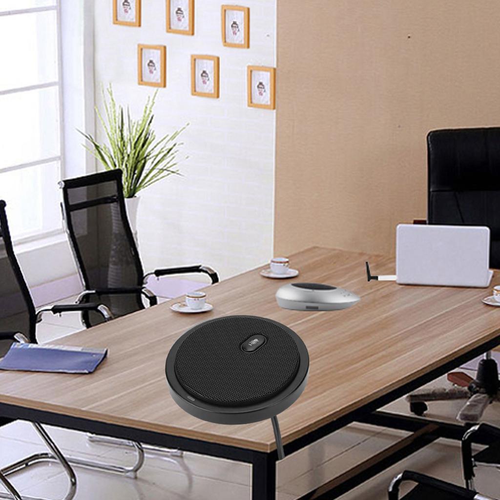 M2 Wired 360 degrees  Pickup Audio Video Omnidirectional Microphone Desktop Conference Computer Black