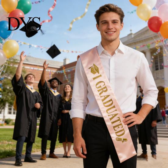 Graduation Ceremony Sash Class of 2026 Grad Honor I Adjustable Graduated Satin for Congrats Graduates Party Supplies Customizable Length