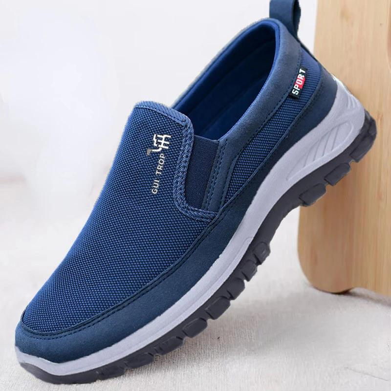 Men's Canvas Shoes Breathable Soft Bottom Non -Slip Casual Shoes Durable Comfortable Slip-On Walking Male Vulcanized Shoes Tenis