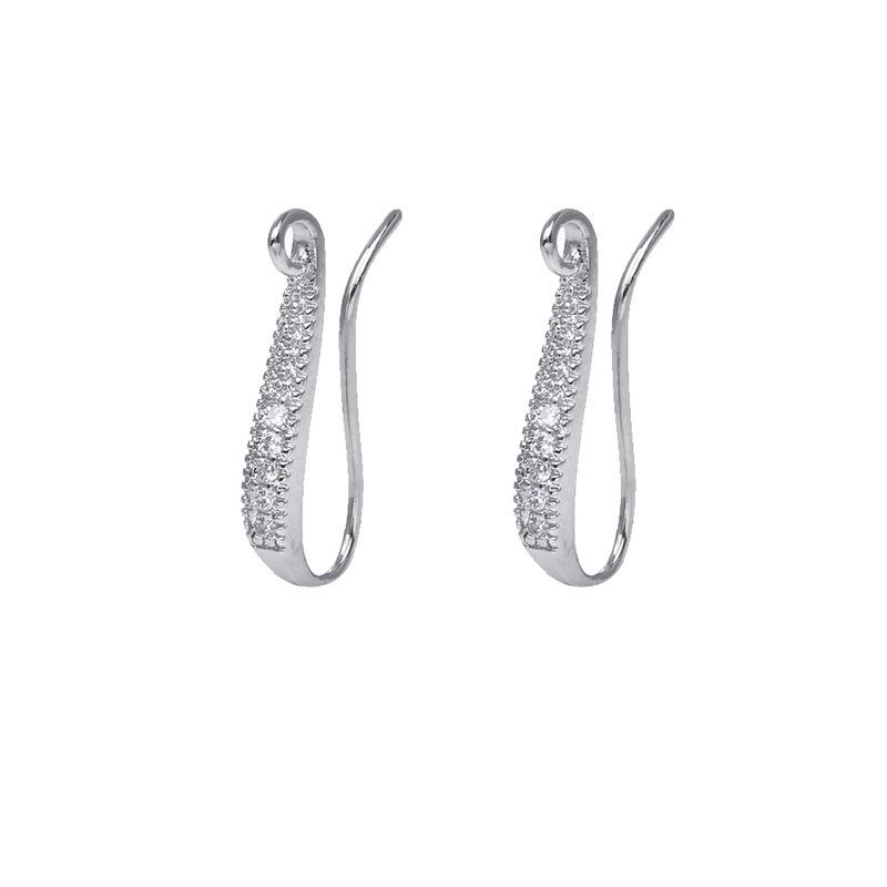 18K Gold-Plated Copper U-Shaped Ear Hooks with Zircon for DIY Earrings, Available In Three Colors
