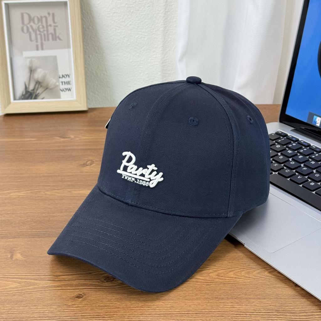 Fashion Hat American Embroidery Letter Baseball Cap Wide Brim Hard Top Cap White Spring and Summer Male and Female Couples Tide Show Small Tide