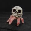 Skull Finger Ornament, Resin Carving Halloween Decoration, Lifelike Bone Texture Scary Dark Hunting Style Figure, for Outdoor Party Desktop Gift