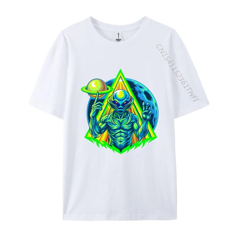 Illuminet Футболка Мужская Футболка с Пришельцем Печать Теплопередачей Модная Футболка 100% Хлопок Harajuku Футболки S