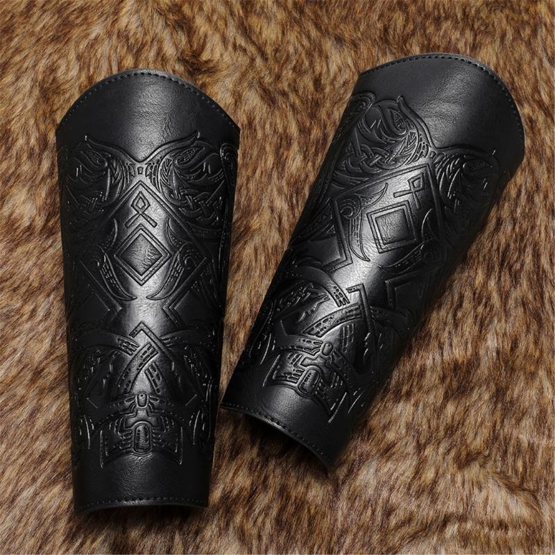 Middle Ages Wristband Perfect for Costume Parties Gatherings Cosplay Embossed Gauntlet Bracer Gauntlet Brown Wristband