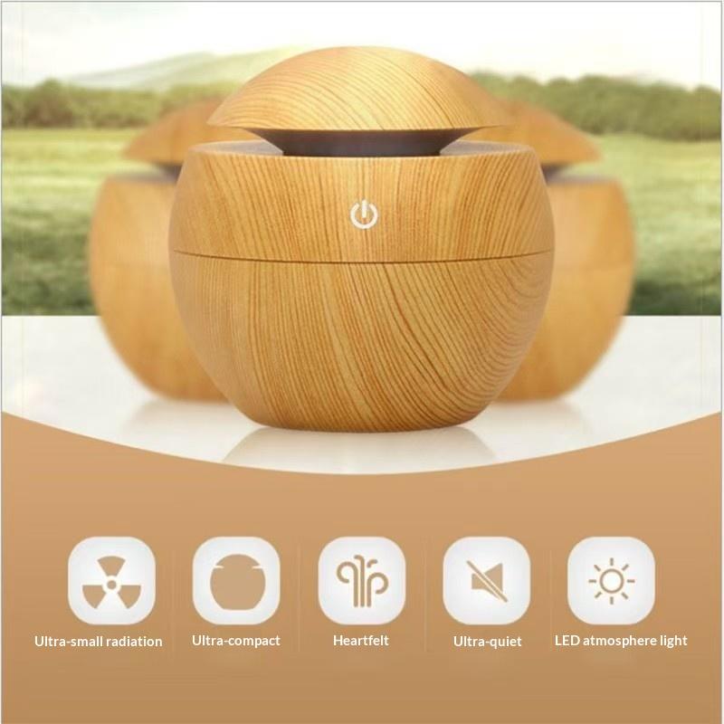 Woodgrain Ultrasonic Usb Humidifier And Essential Oil Diffuser Portable Desktop Aromatherapy For Home Office Use