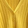 V-Neck Cardigan Women Short Knit Korean Style Blend Fabric Lightweight Shawl Collar Casual Outerwear Long Sleeve Comfortable Cover-Up