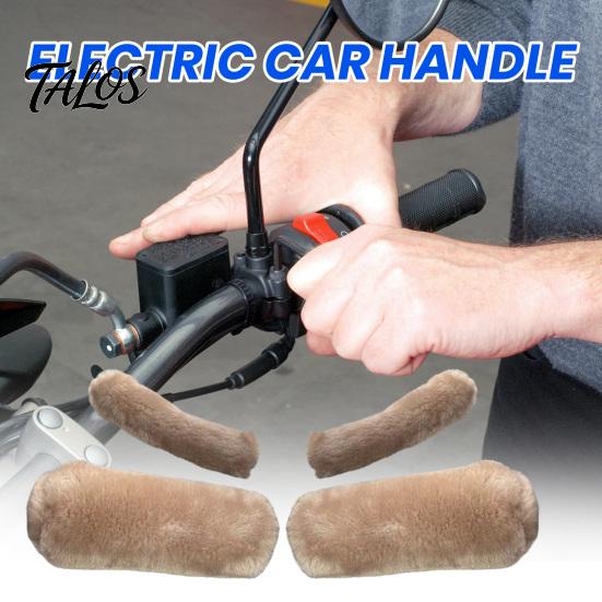 Winter Motorcycle Accessories 1 Set Handlebar Cover Soft Touch Thick Plush Cold-resistant Anti-slip Grip Covers Solid Color Universal Washable