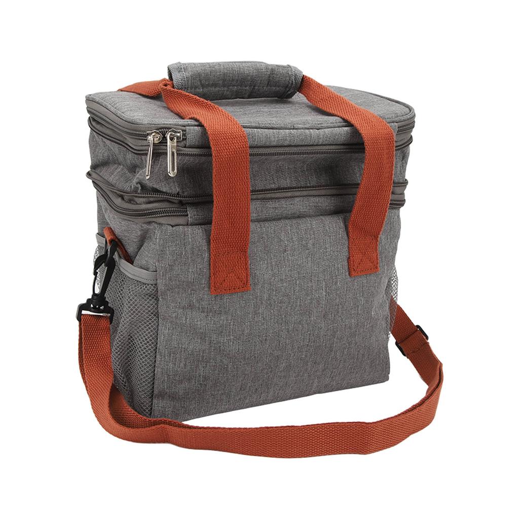 Insulated Lunch Carry Bag Double Layer Large Capacity Leak Proof Oxford Cloth Aluminum Foil with Shoulder Belt Cooler