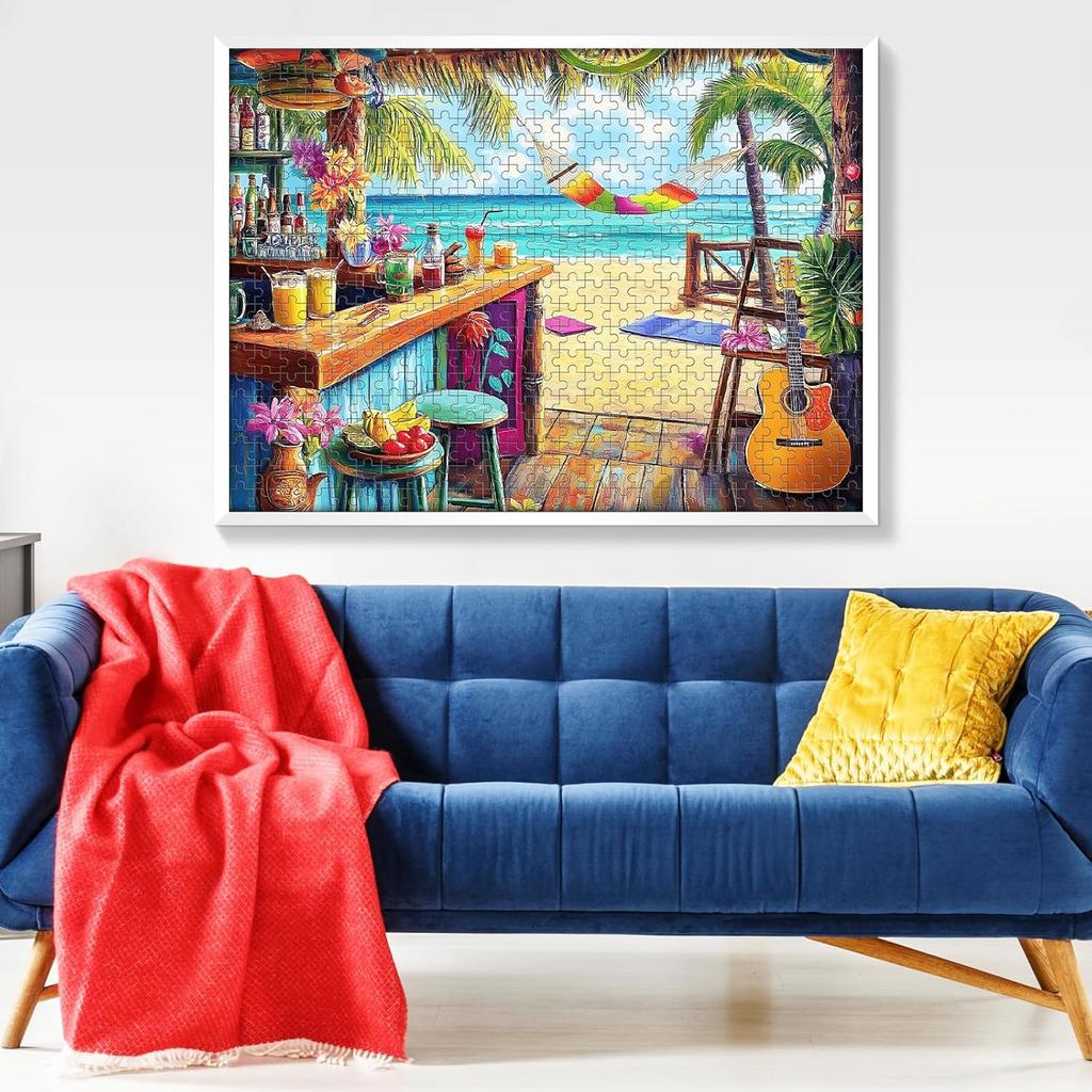 Puzzle 500 elementów dla dorosłych, Puzzle wakacyjne, Puzzle z motelem nad morzem 500 elementów Impreza urodzinowa dla rodziny, dzieci i dorosłych Zabawne puzzle, Zabawa i