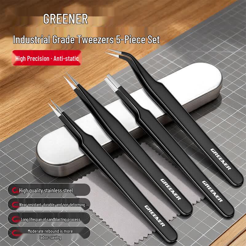 GREENER Stainless Steel Precision Tweezer Set