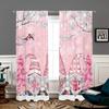 2 Pieces, Pink Christmas Gnome, Pine Branch Curtains -30% Blackout - Suitable for Living Room, Bedroom, Kitchen, Home Decoration