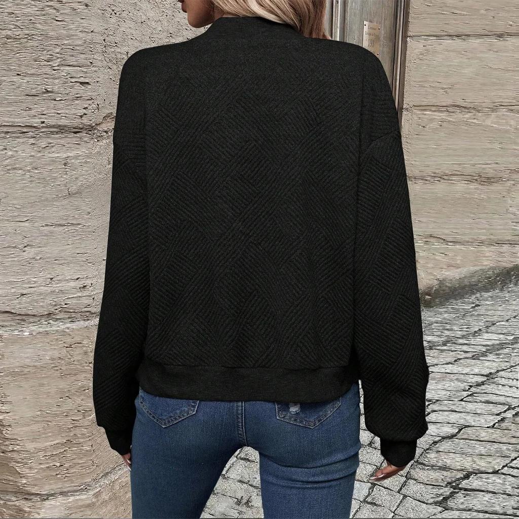 Women's Autumn and Winter New Solid Color Simple and Exquisite Zipper Jacket Baseball Collar Casual Jacket 5XL