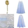 Stunning White Elsa Cosplay Long Sleeve Dress With Cape For Girls Ages 3-10