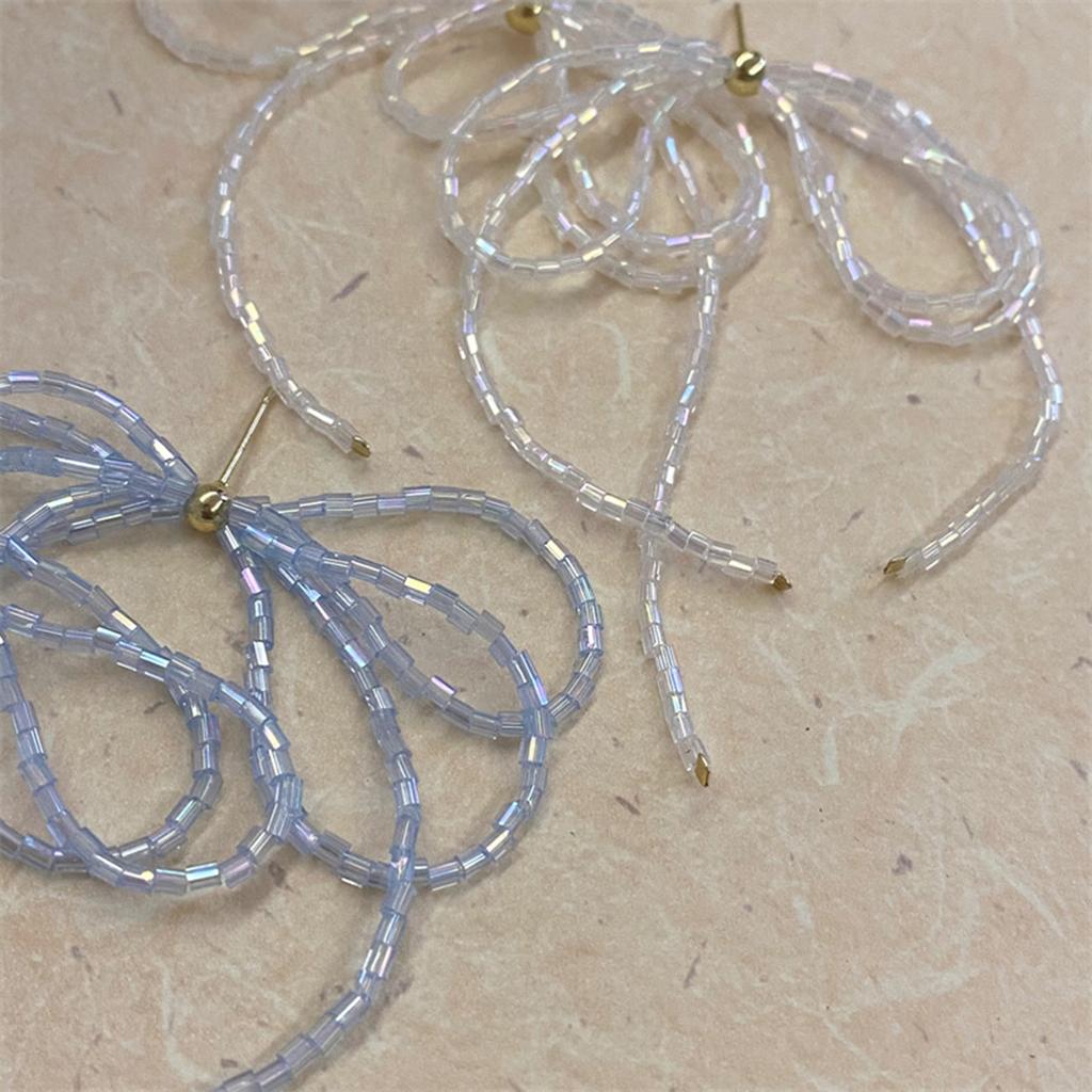 Fashion Dangle Earrings Elegant Exquisited Beaded Bowknot Drop Earrings Temperament Drop Earrings Woman Tassels Jewelry