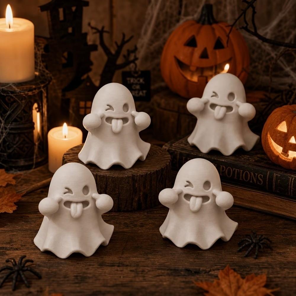Fun Expression Cute Ghost Statues Mischievous Table Ghost Sculpture  Home Office