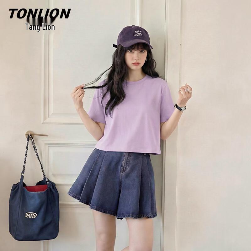 TonLion Women s Pure Cotton Short Sleeve Round Neck T-shirt 2XL