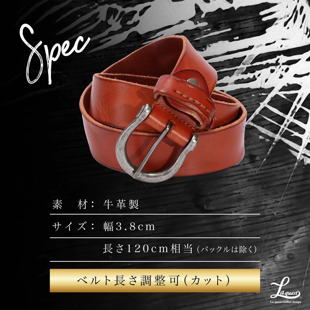 [Laquest] Antique Leather Belt for Men, Genuine Cowhide Leather, Vintage Finish, Casual, Biker, Vintage Clothing, American Casual (Dark Brown)