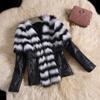 Womens Fashion Warm Plush Pocket Long Sleeve Imitation Leather Collar Coat