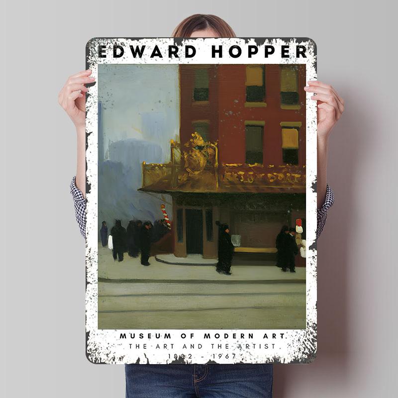 

Edward Hopper Painting Printed Poster Customized Wall Art Retro Vintage Metal Tin Signs for Gaming Room Decoration At Home Decor 20x30cm（7.8x11.8inch）