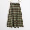 Women's Retro Plaid Wool Blend Midi Skirt - High Waist A-line with Double Pockets for Autumn/Winter