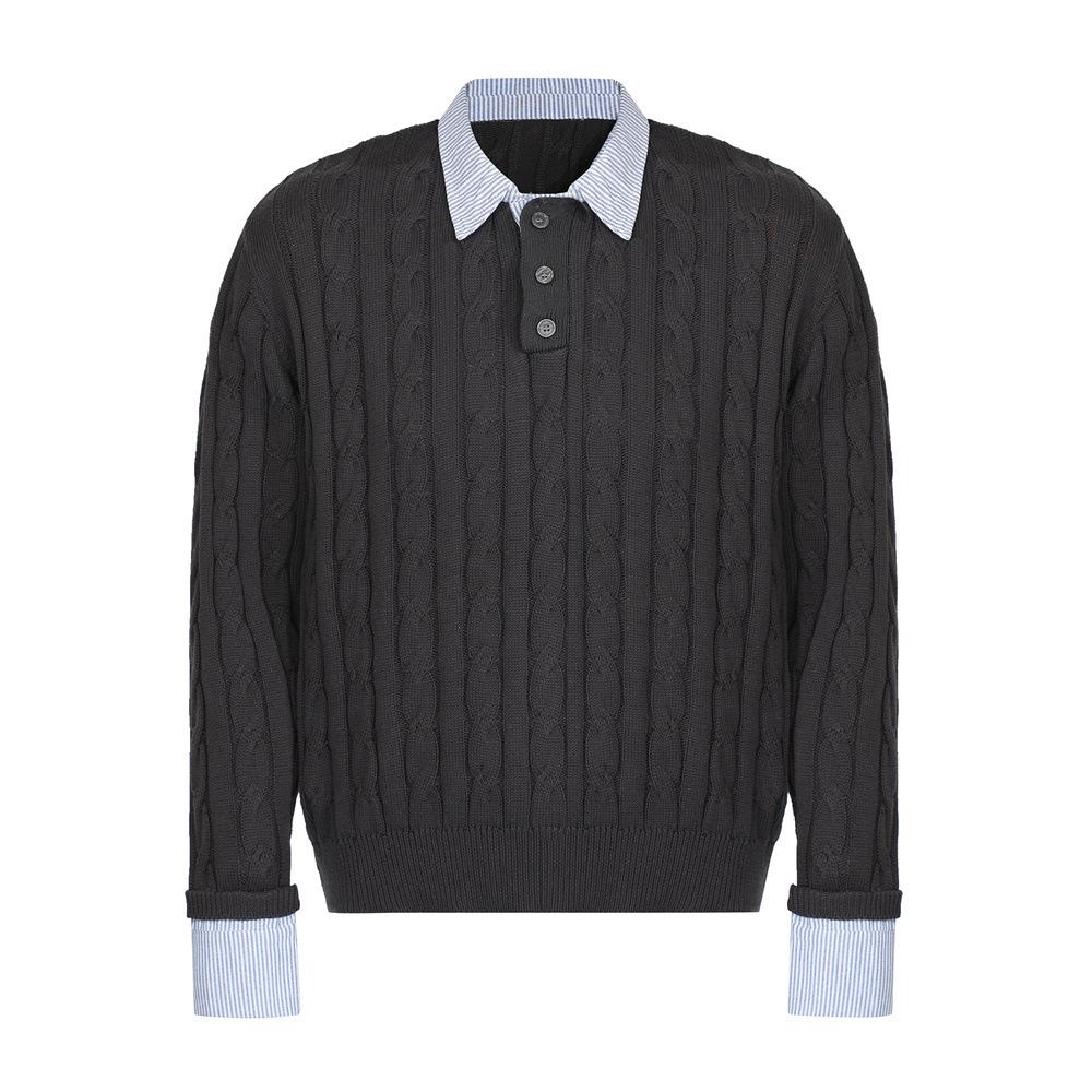 Men's Japanese Style Lapel Sweater - High-End, Trendy, Loose Fit Knitwear