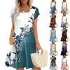 Summer Dresses For Women Loose Square Neck Cap Sleeve Casual Beach Vacation Tshirt Dress Sundresses With Pockets