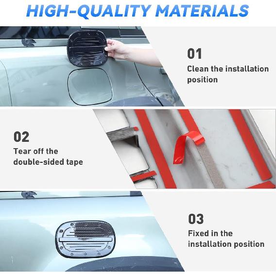 Car Filler Fuel Door Tank Gas Cap Cover Trim for Land Rover Defender 2020-2024 Exterior Fuel Tank Door Panel Cover Sticker Decal (Carbon Fiber)