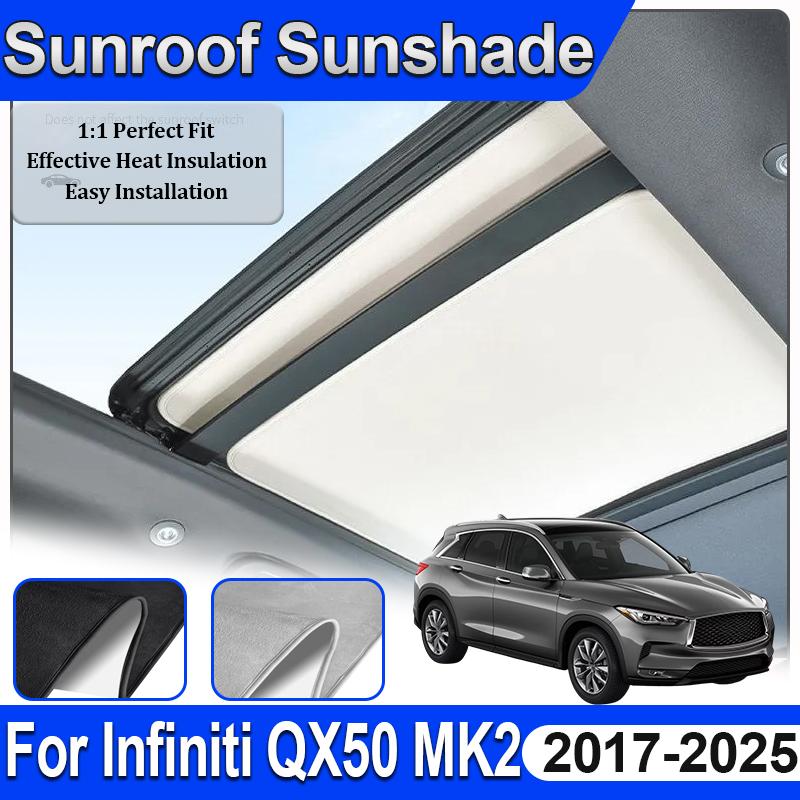 For Infiniti QX50 Accessories QX55 J55 MK2 2017~2025 Car Sunroof Sunshades Electrostatic Heat Skylight Anti UV Visors Body Kit